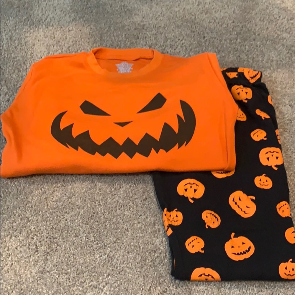 Unisex Halloween pumpkin print pajama set